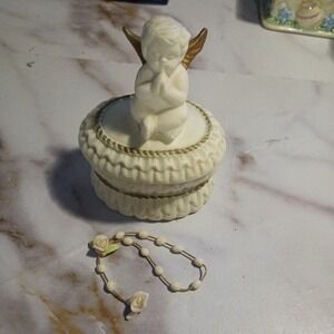 Vintage Angel Praying Box Ceramic Old Rare Collectible*SEE PICTURES FOR DETAILS*